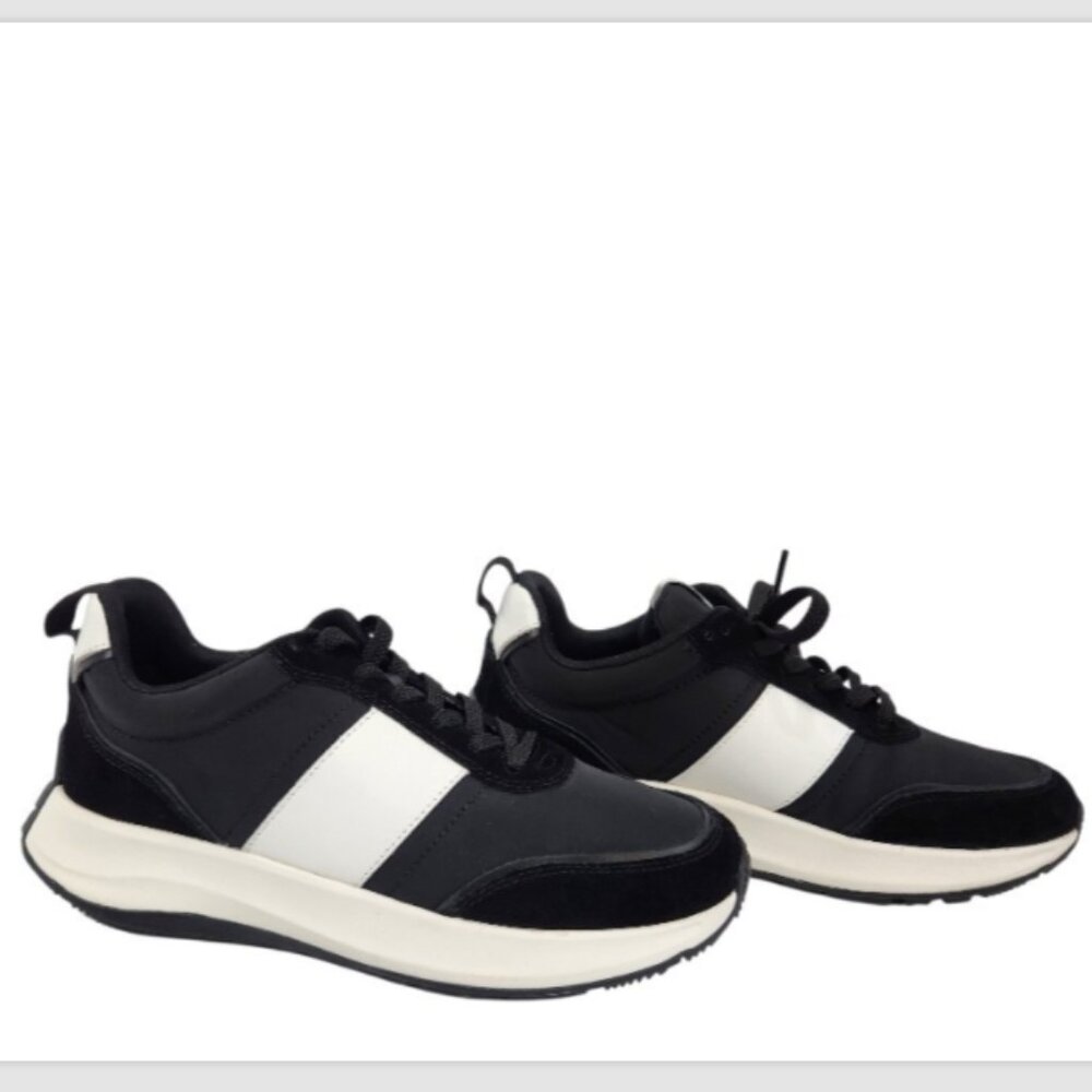 FitFlop F-Mode Flow Leather Suede Fabric Flatform Sneaker NWOB